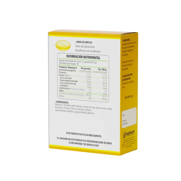Vitamina E + Biotina 45 Cápsulas